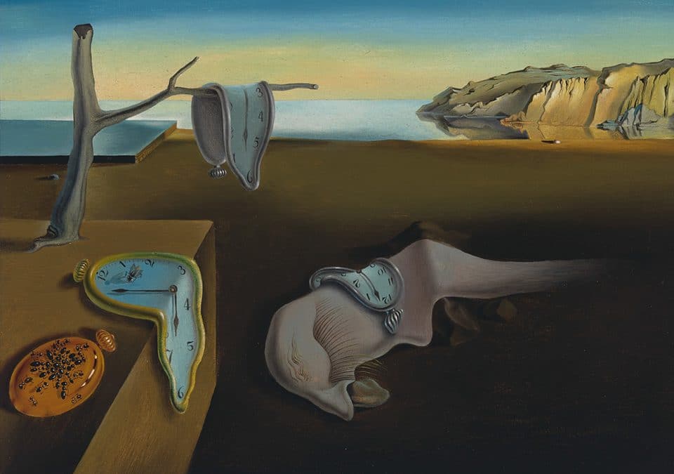 Salvador Dali painting of a melted clock